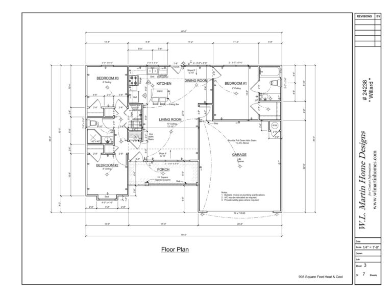 Architectural floor plan for a single-story home measuring 48' 7